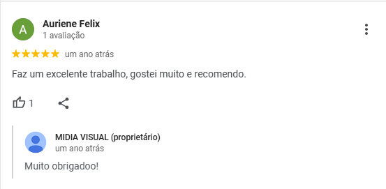 Avaliação de Auriene Felix – 5 estrelas no Google