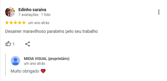 Avaliação de Edinho saraiva – 5 estrelas no Google